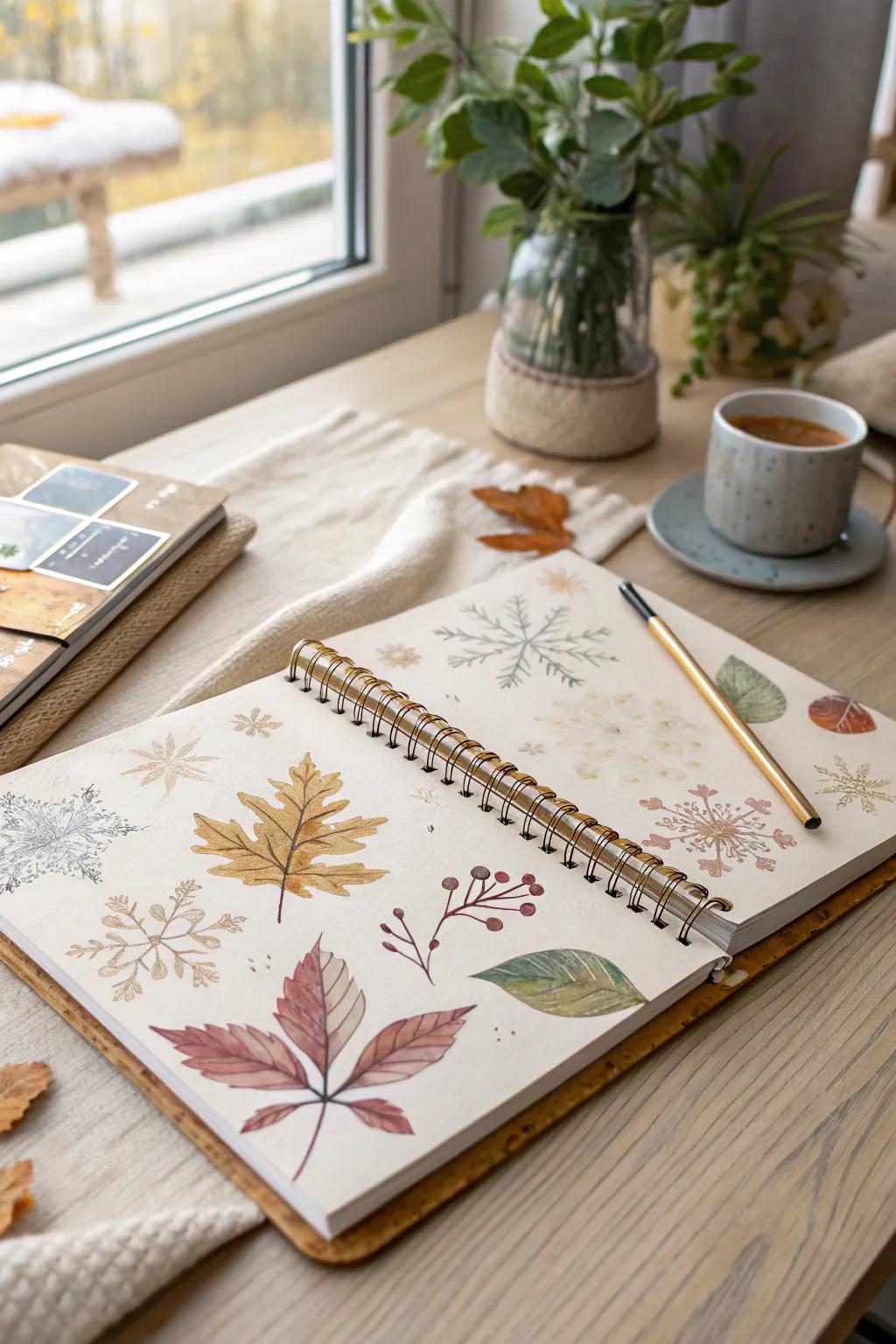 Capture the essence of the season in your art journal, where nature's beauty meets creativity.