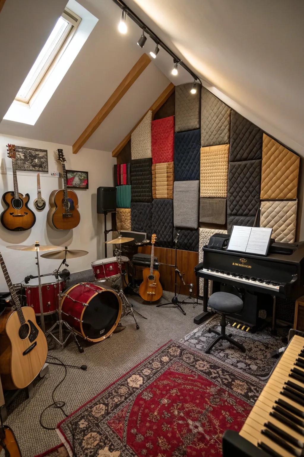 A harmonious music room designed for creativity and performance.
