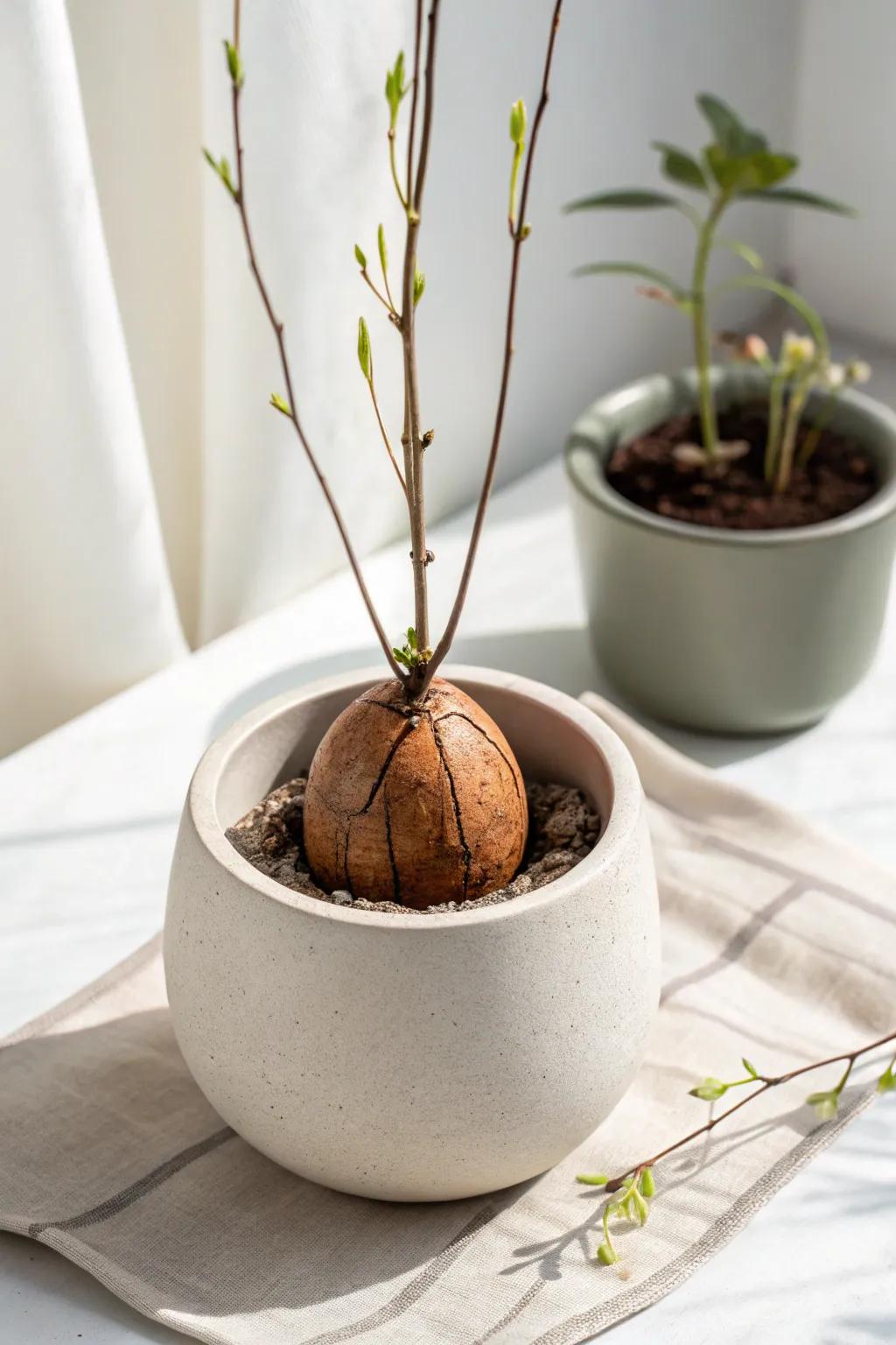 Witness the magic of nature with this charming avocado seed planter—simplicity and beauty in perfect harmony.