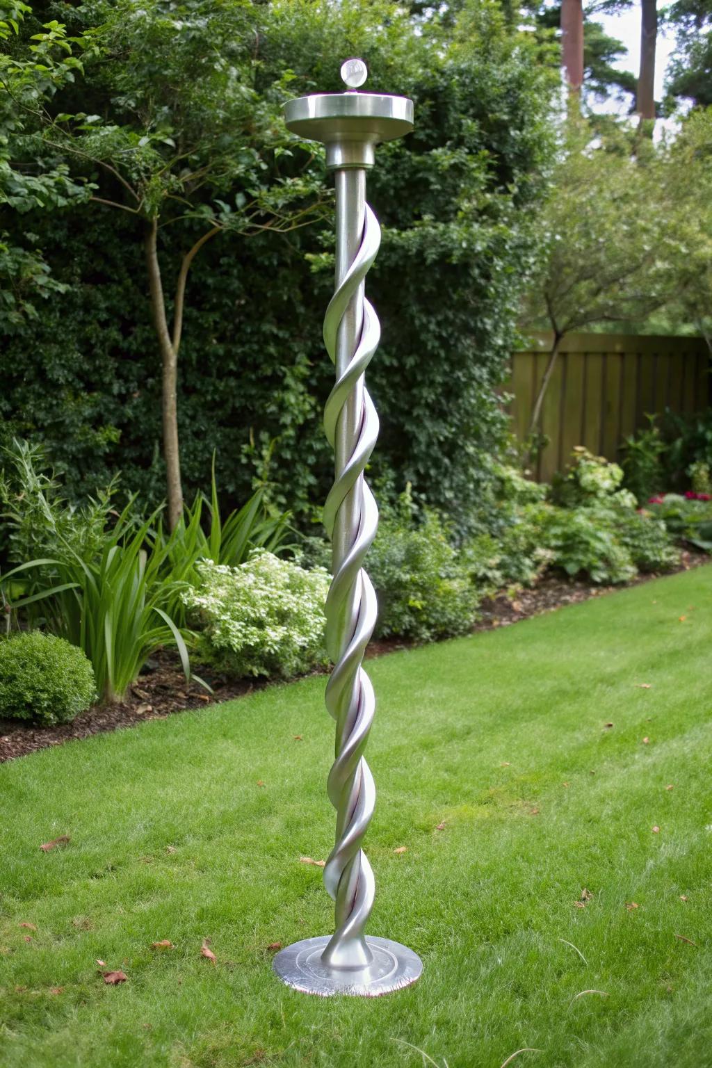 Elevate your backyard with a stunning spiral pole design—where creativity meets functionality.