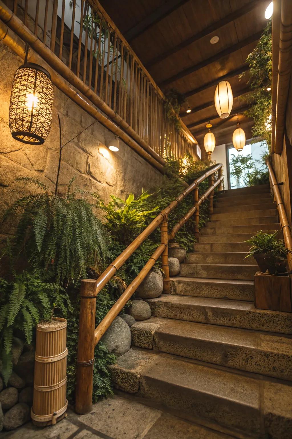 Bamboo railings offer a sustainable and stylish choice for environmentally conscious homeowners.