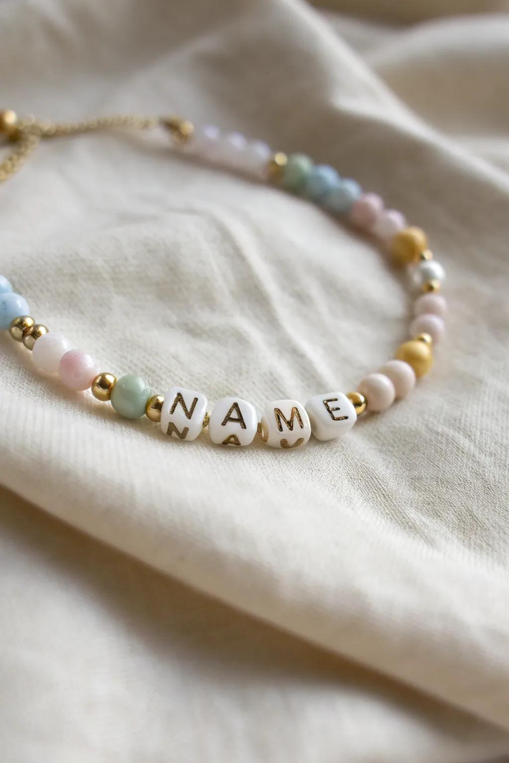 Add a personal touch to your style with a beautiful name bead necklace, where simplicity meets elegance.