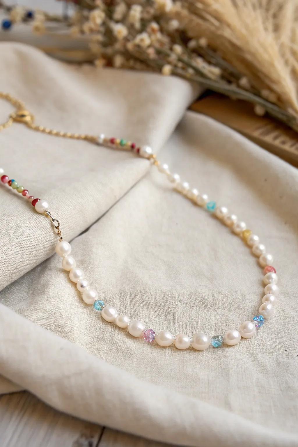 Embrace elegance with 'Pearl Perfection' — a fusion of timeless pearls and playful colors.
