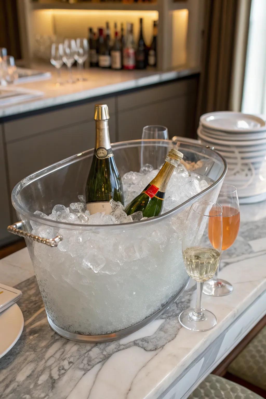A glass tub creating an elegant indoor atmosphere.