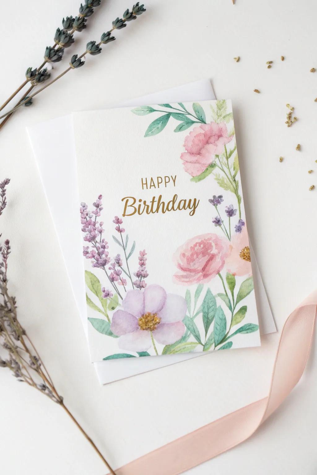 Embrace the art of simplicity with a pastel-hued birthday card that whispers elegance and warmth.