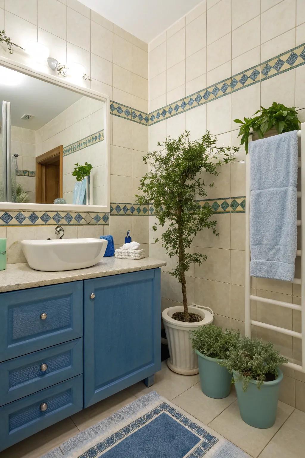 Bring life to your bathroom with green accents.