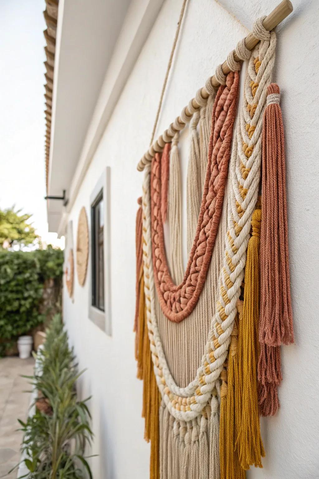 Add a splash of color and boho charm with this painted rope wall hanging, perfect for minimalist spaces!
