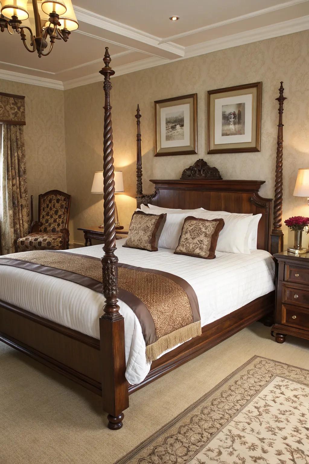 Mahogany frames bring timeless elegance.