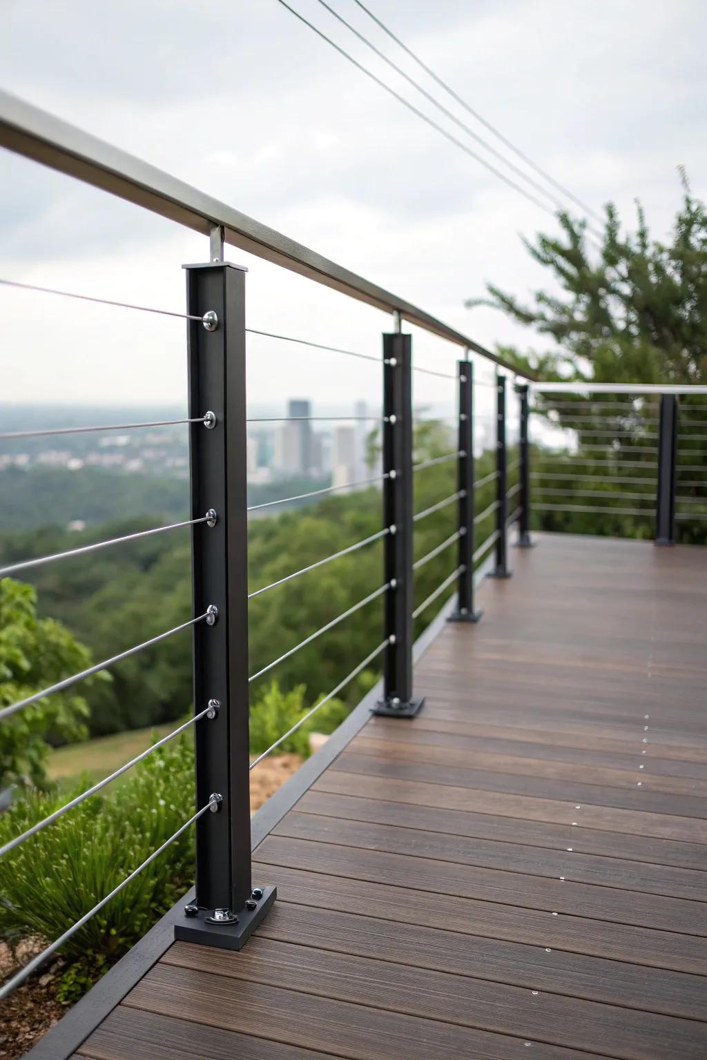Embrace minimalist elegance with sleek cable railings for a truly modern outdoor space.