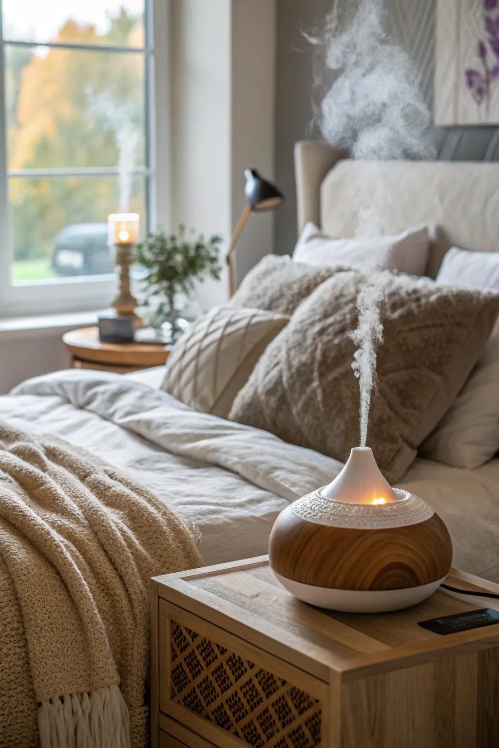 Aromatherapy introduces a calming scent to the space.