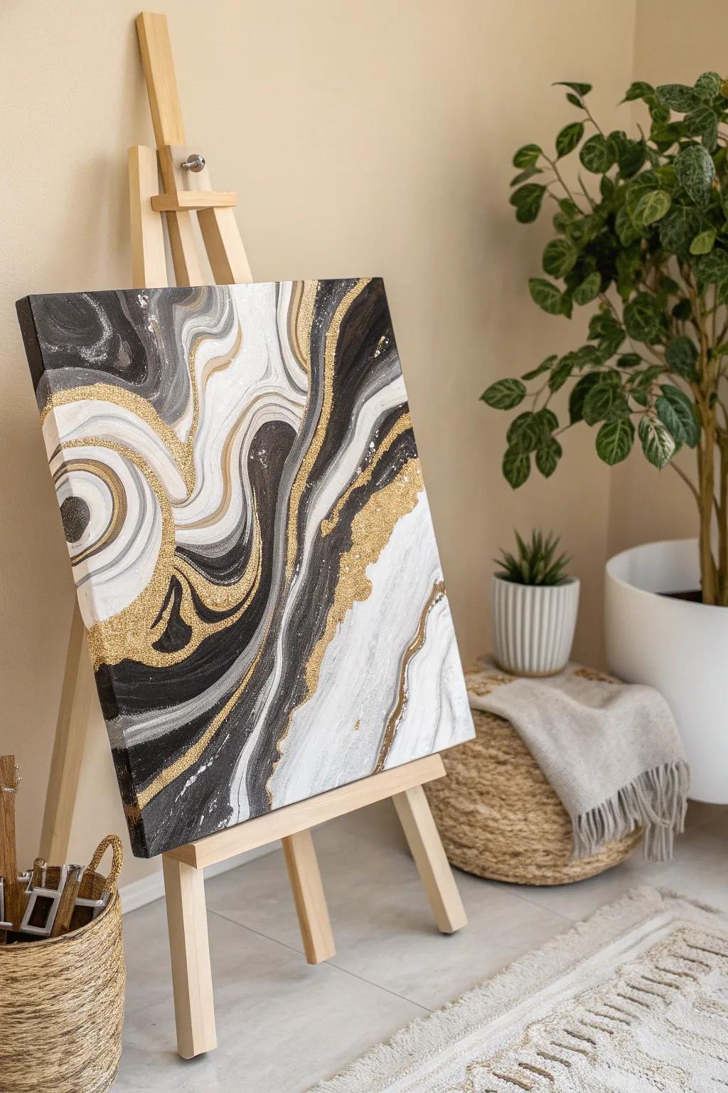 Transform your space with the elegance of a marble-effect canvas, where simplicity meets luxury.