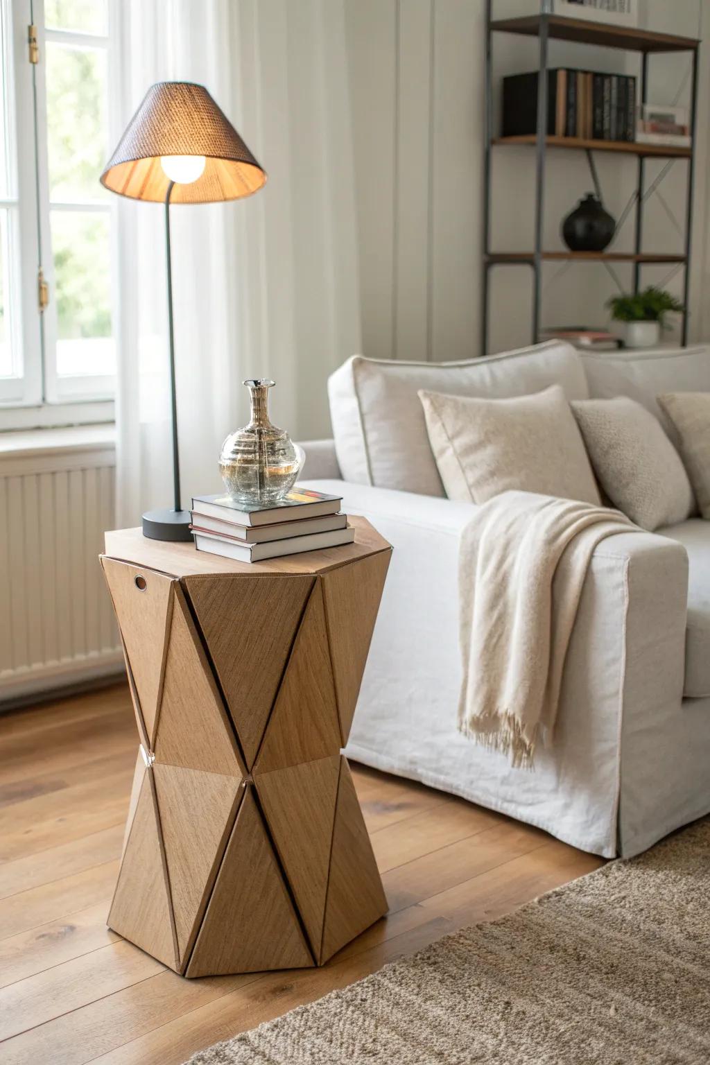 Elevate your space with the effortless elegance of a chic cardboard side table.
