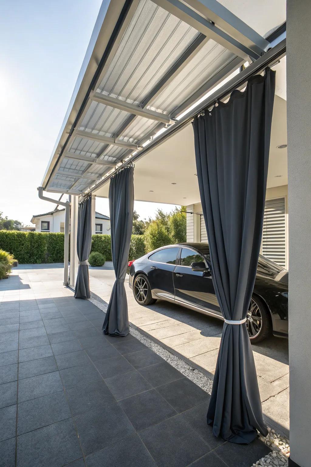 Effortless elegance: Discover the convenience of magnetic closures for your carport curtains.