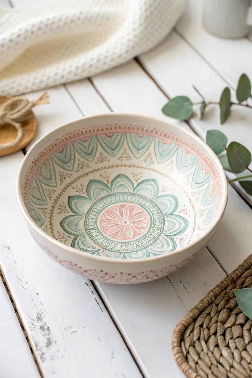 Embrace tranquility with a beautifully crafted mandala bowl, where art meets mindfulness.