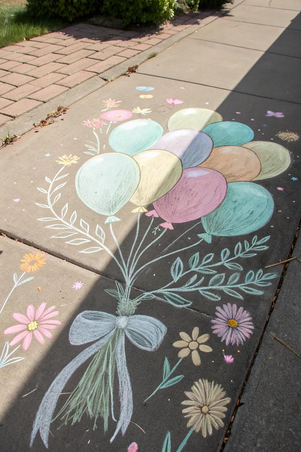 Celebrate life's little moments with a charming chalk balloon bouquet, bringing joy and whimsy to your walk!