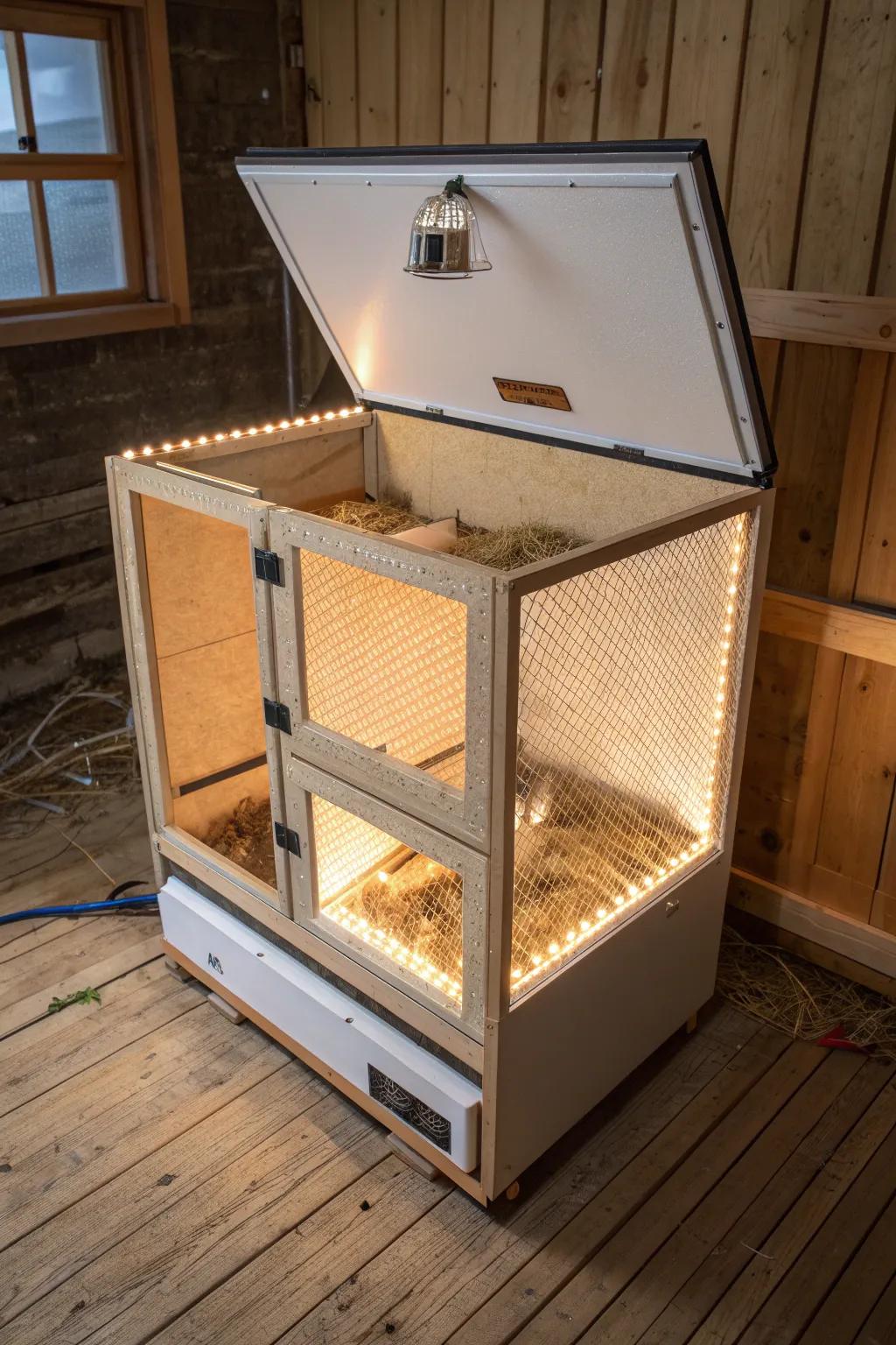 Innovate with style: Transform a refrigerator box into the ultimate chicken brooder.