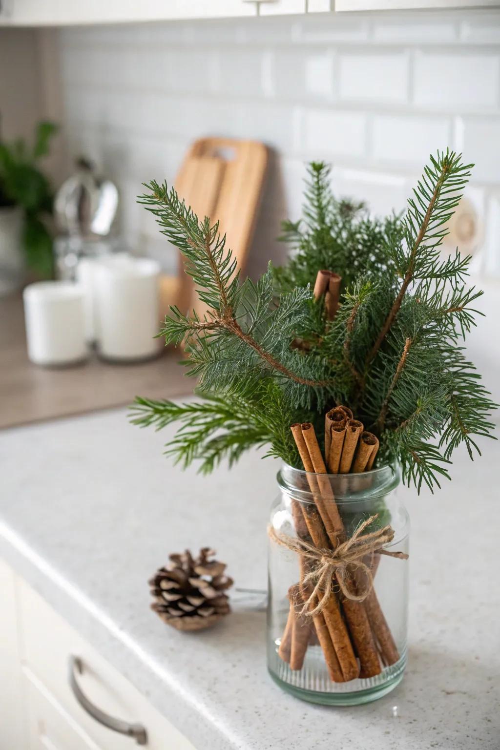 Minimalist charm with pine and cinnamon for a warm, spicy aroma.