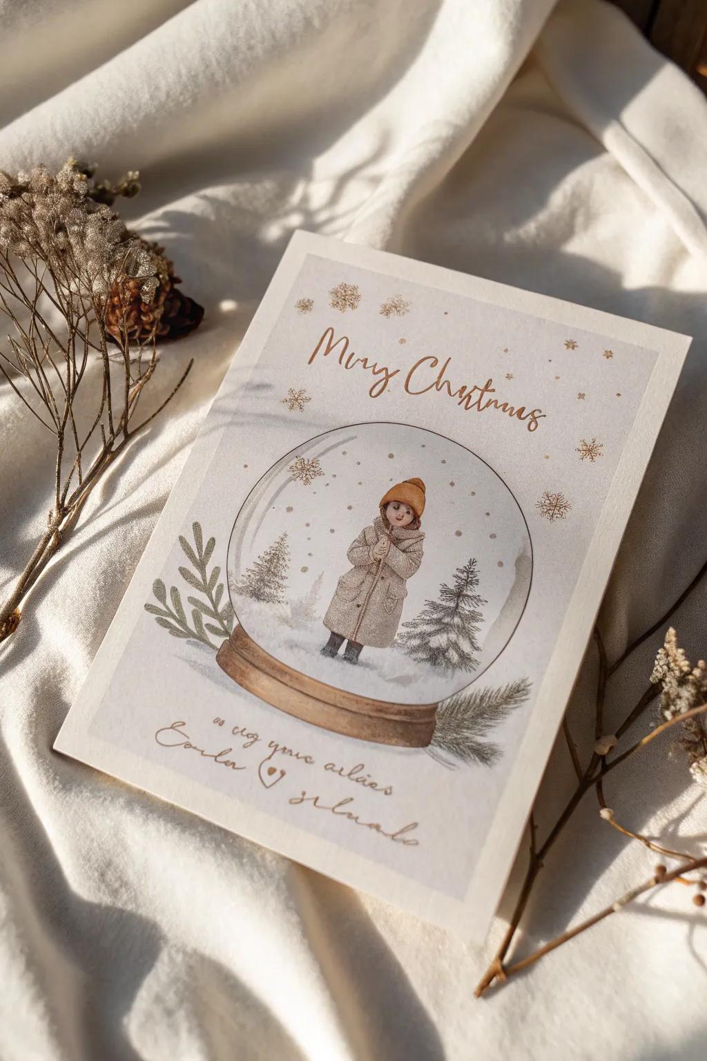 Capture the magic of the season with personalized snow globe cards that cherish every smile.