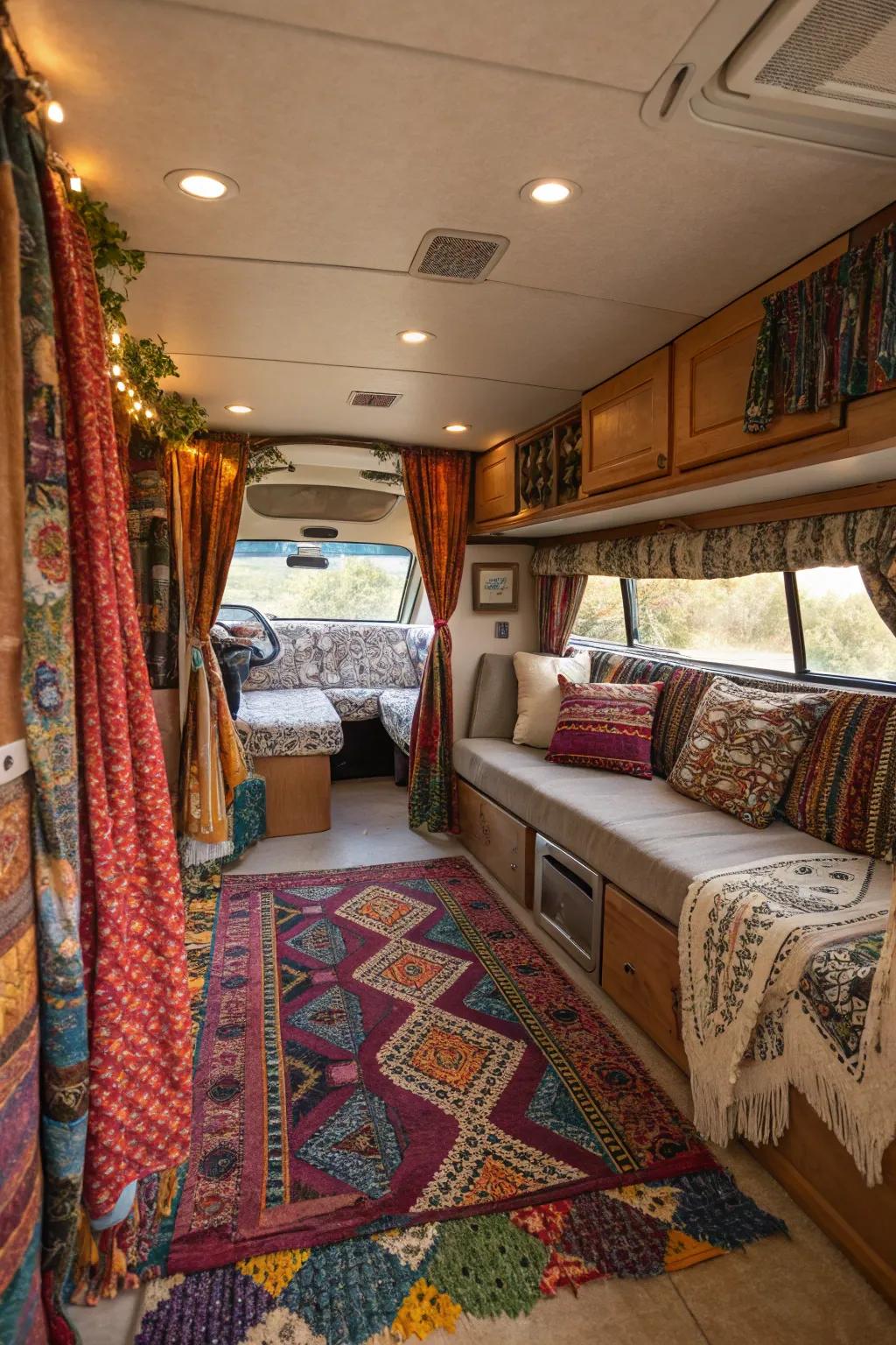 Bohemian motifs add a relaxed and eclectic feel.