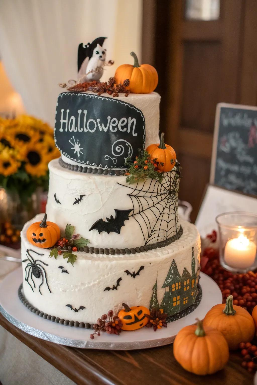 A chalkboard-style cake allows for creative expressions and personal messages.