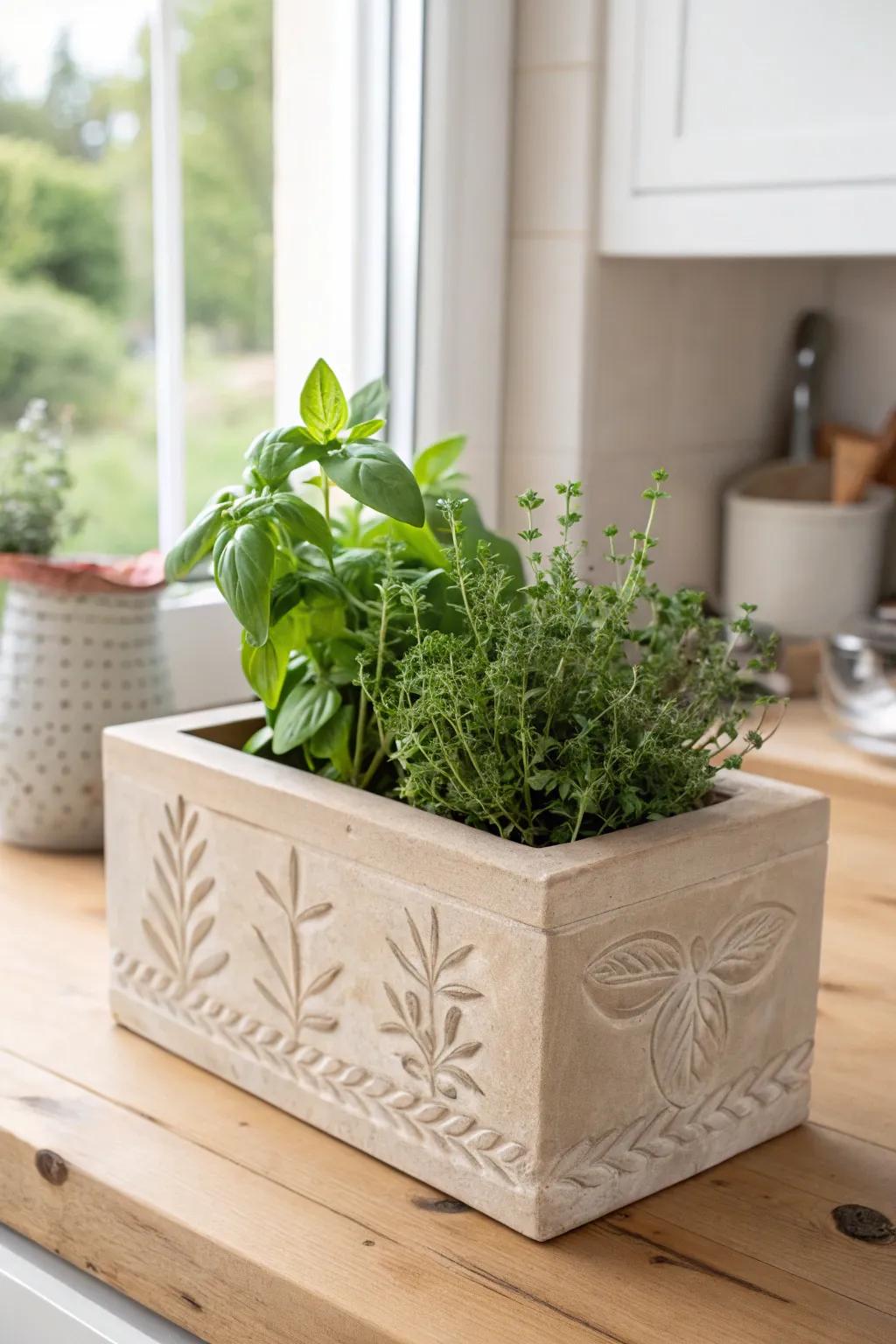 Elevate your kitchen with a touch of nature: handcrafted clay herb boxes for your favorite greens.