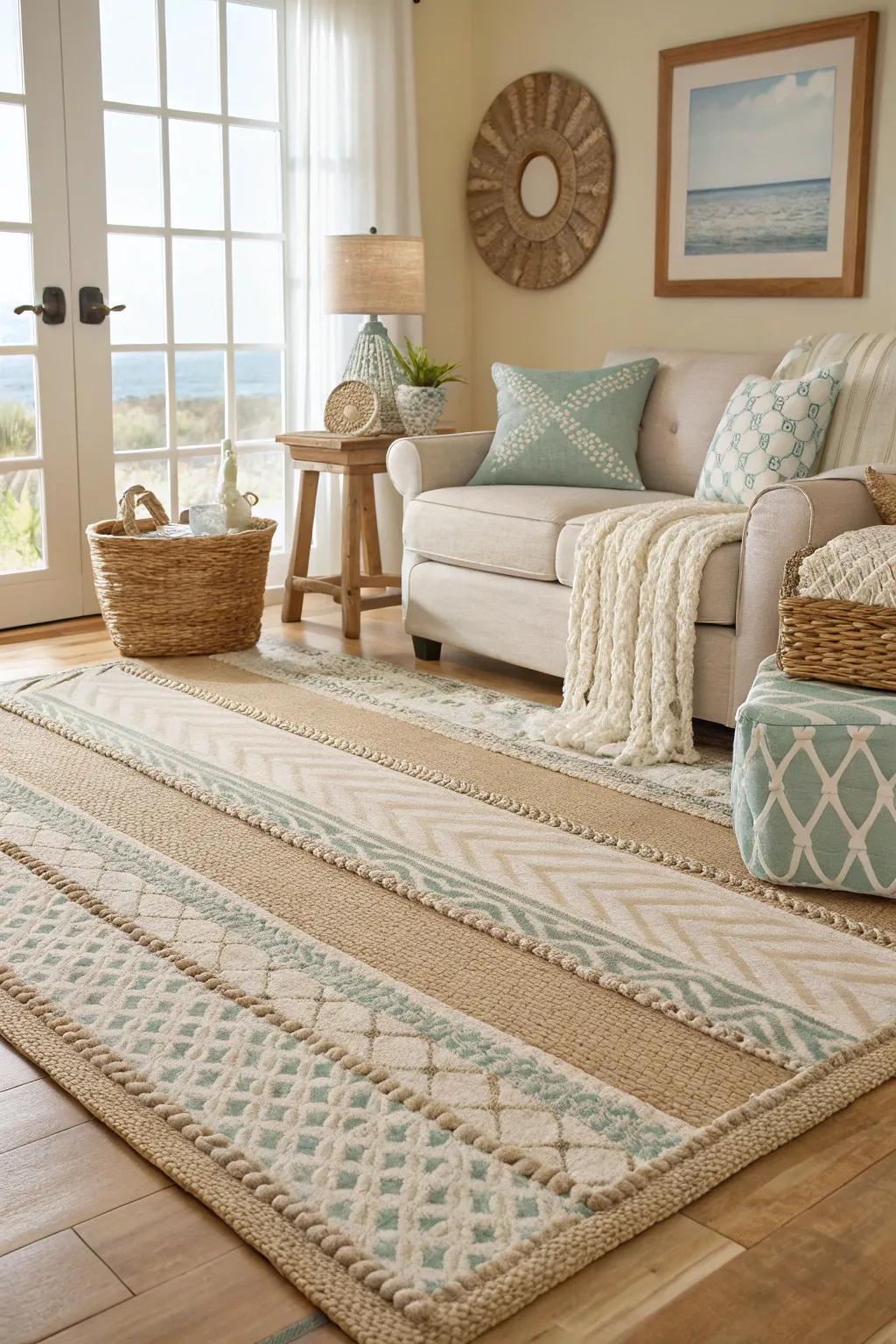 Layered rugs for added depth and warmth.