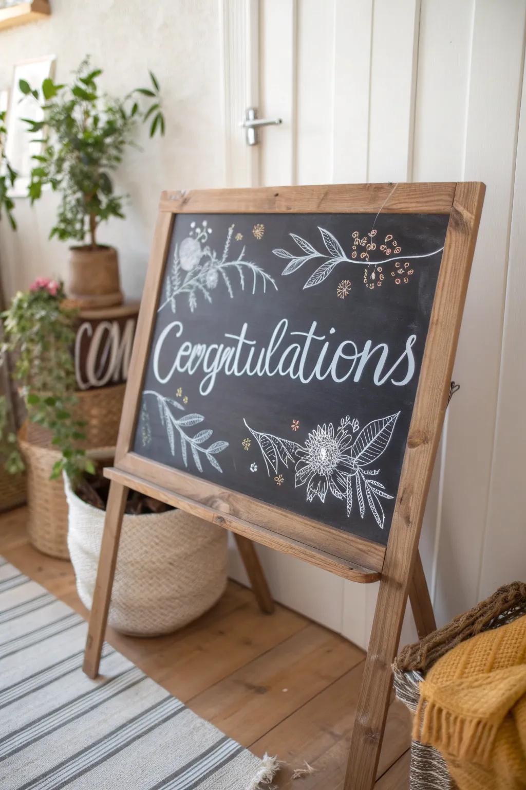 Celebrate life's milestones with the charming elegance of chalkboard art. Perfect for those who love simplicity and artistic flair.