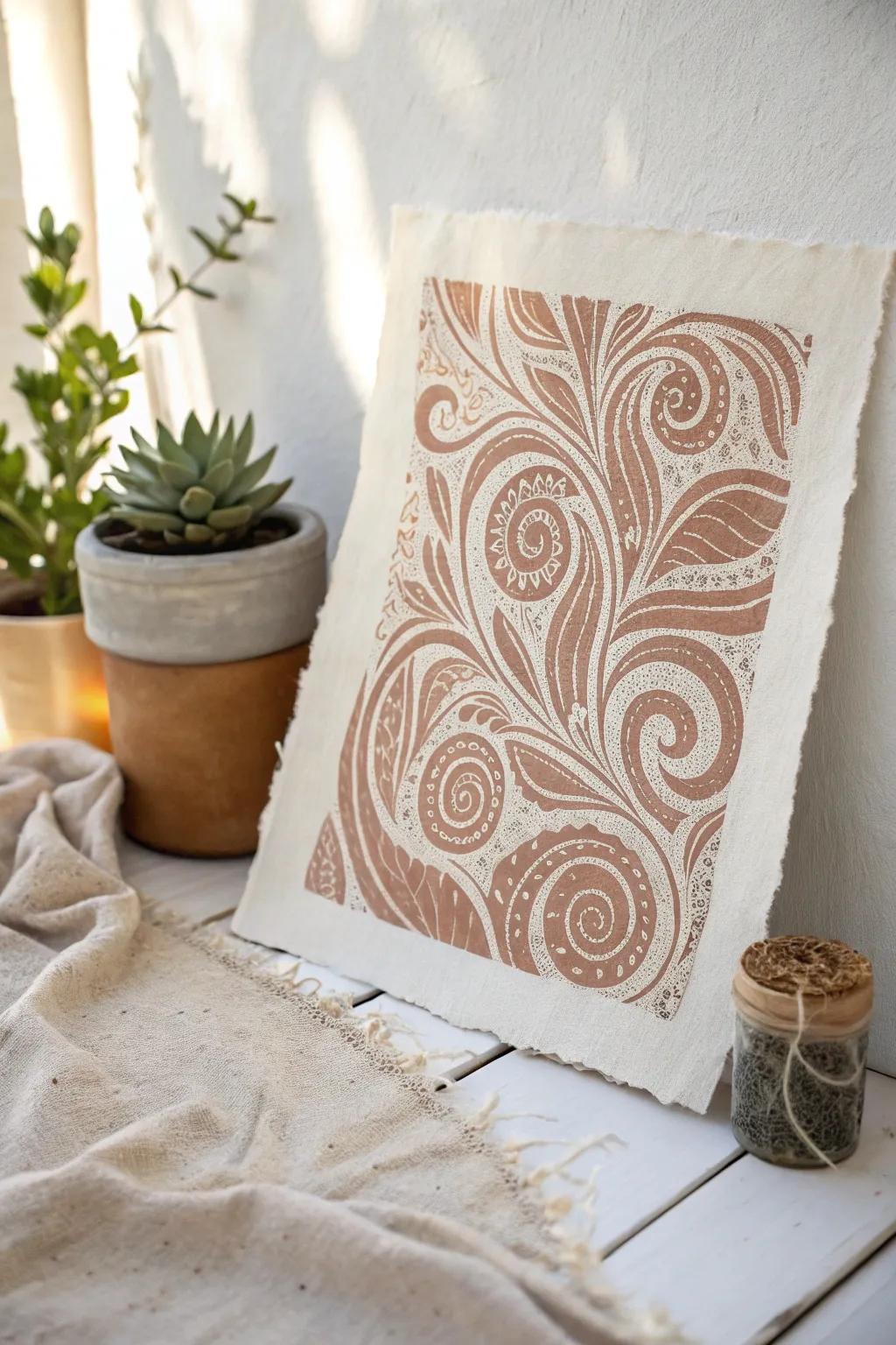 Discover the artistry in simplicity with this elegant gel print, perfect for adding a touch of natural beauty to your space.
