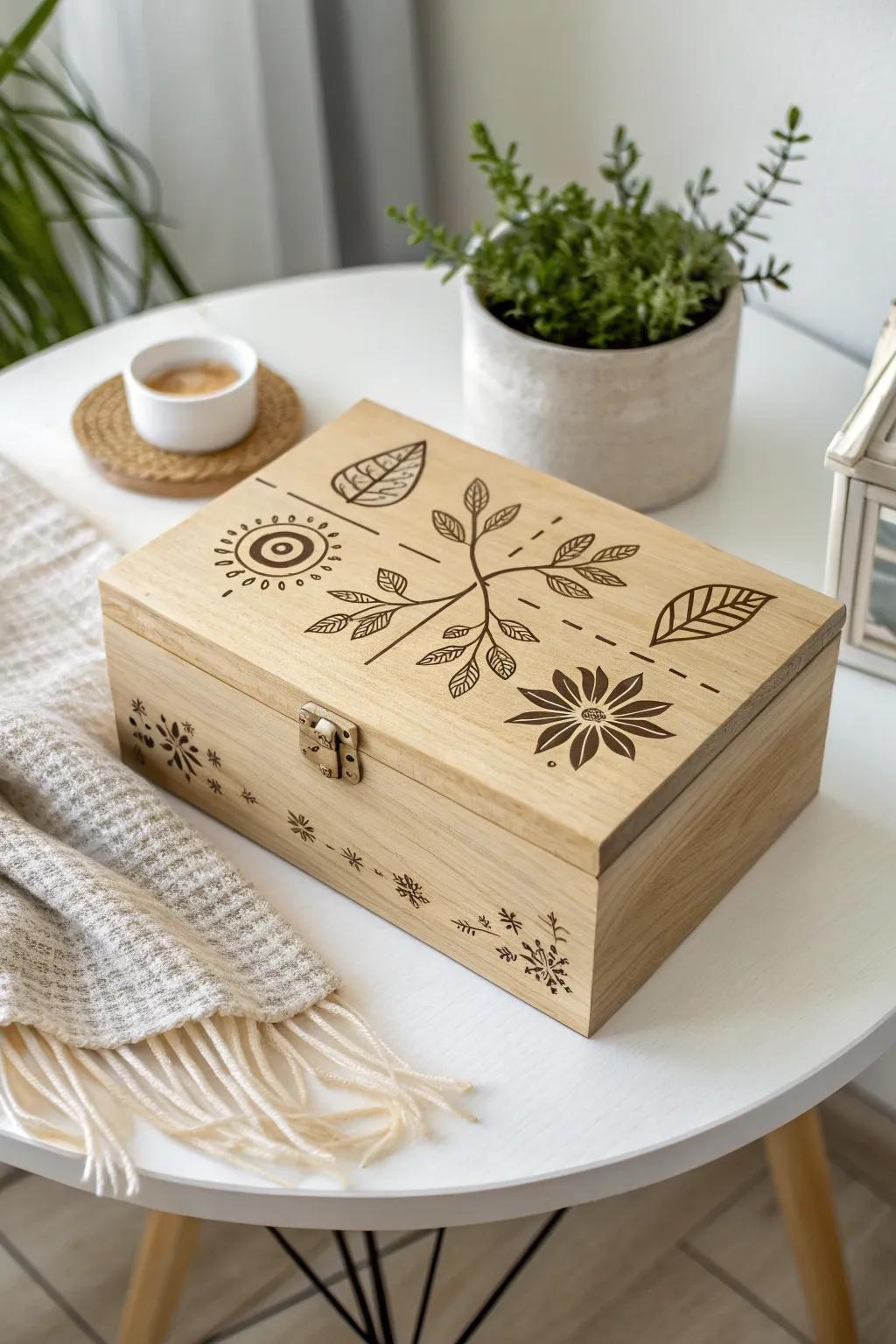 Discover the art of storytelling through minimalist design with this beautifully hand-painted seasonal box.