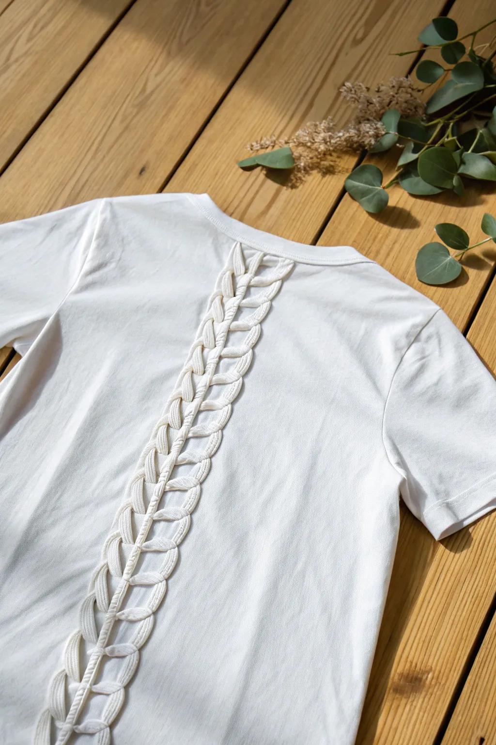 Elevate your style with a braided back t-shirt design that blends minimalist charm with boho elegance.