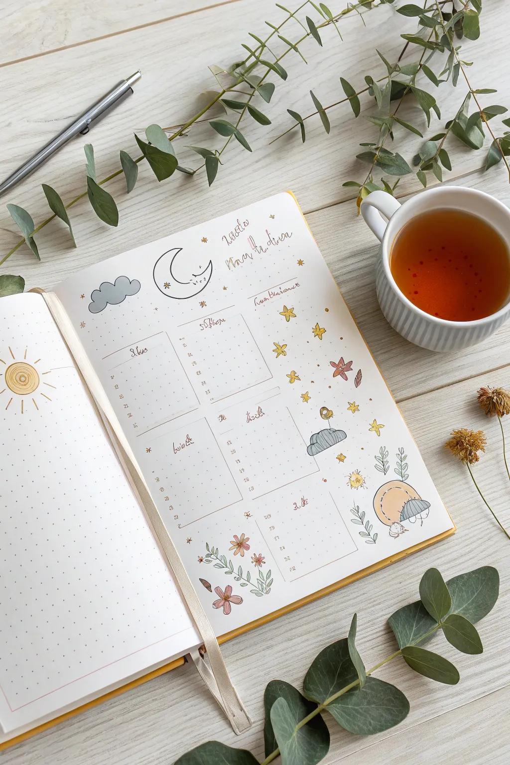 Track your mood in style with this charming boho-inspired journal setup. #MoodTracking #MinimalistDesign