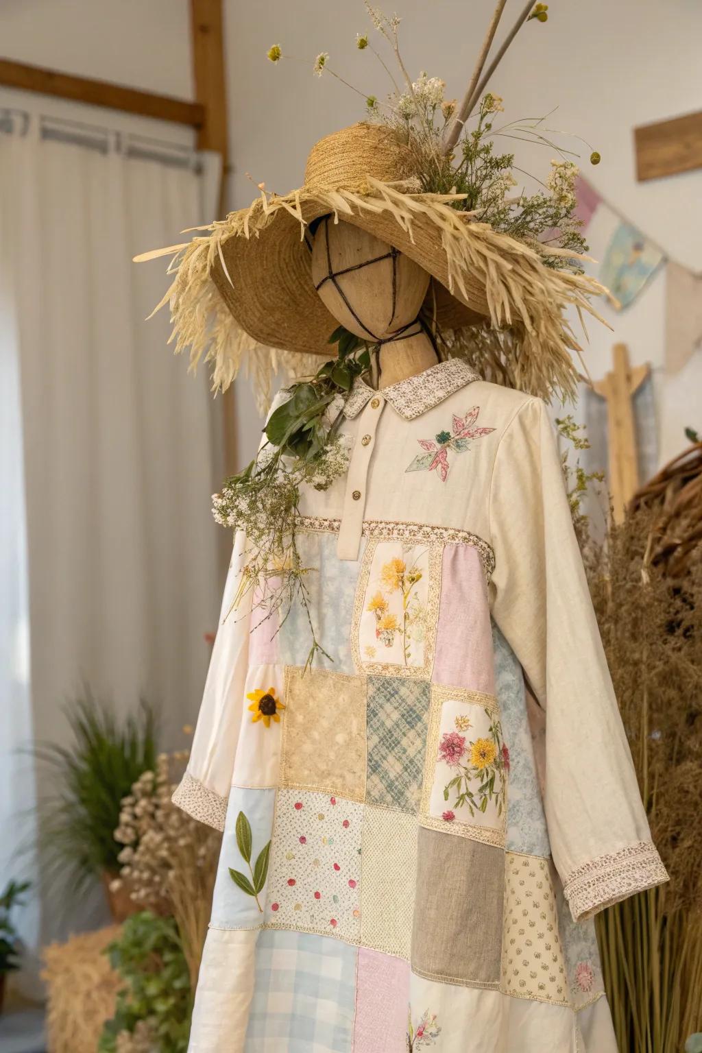 Embrace the charm of DIY patchwork for a unique scarecrow costume—where simplicity meets artistry.
