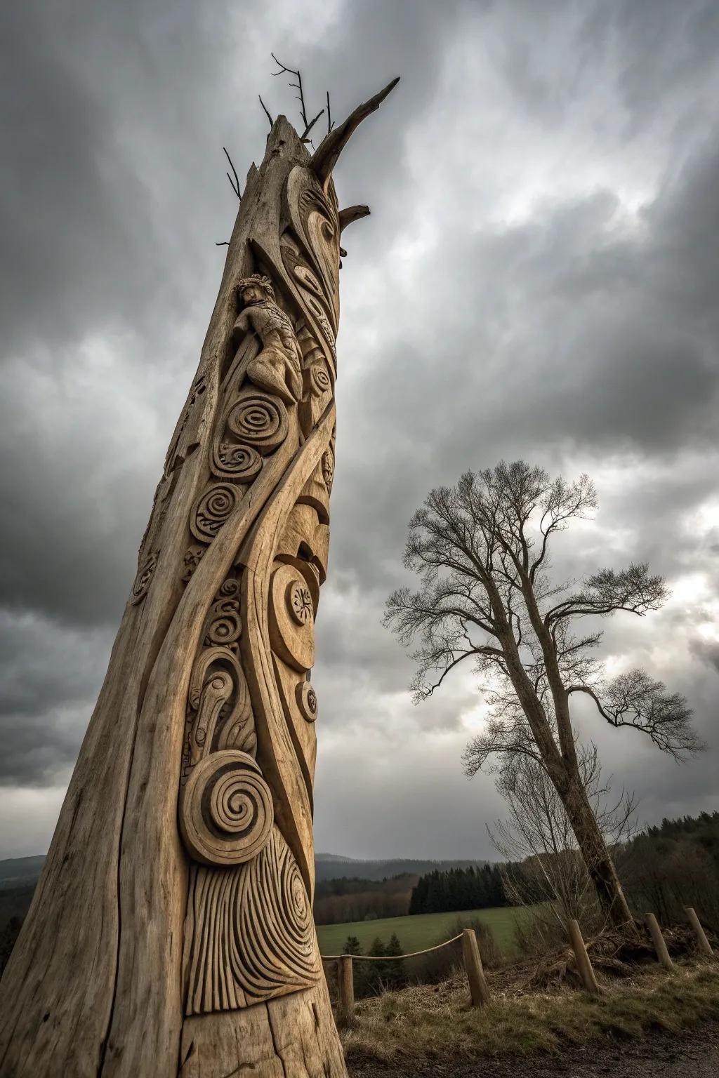 Transforming nature into art: Discover the beauty of sculptural wood carving.