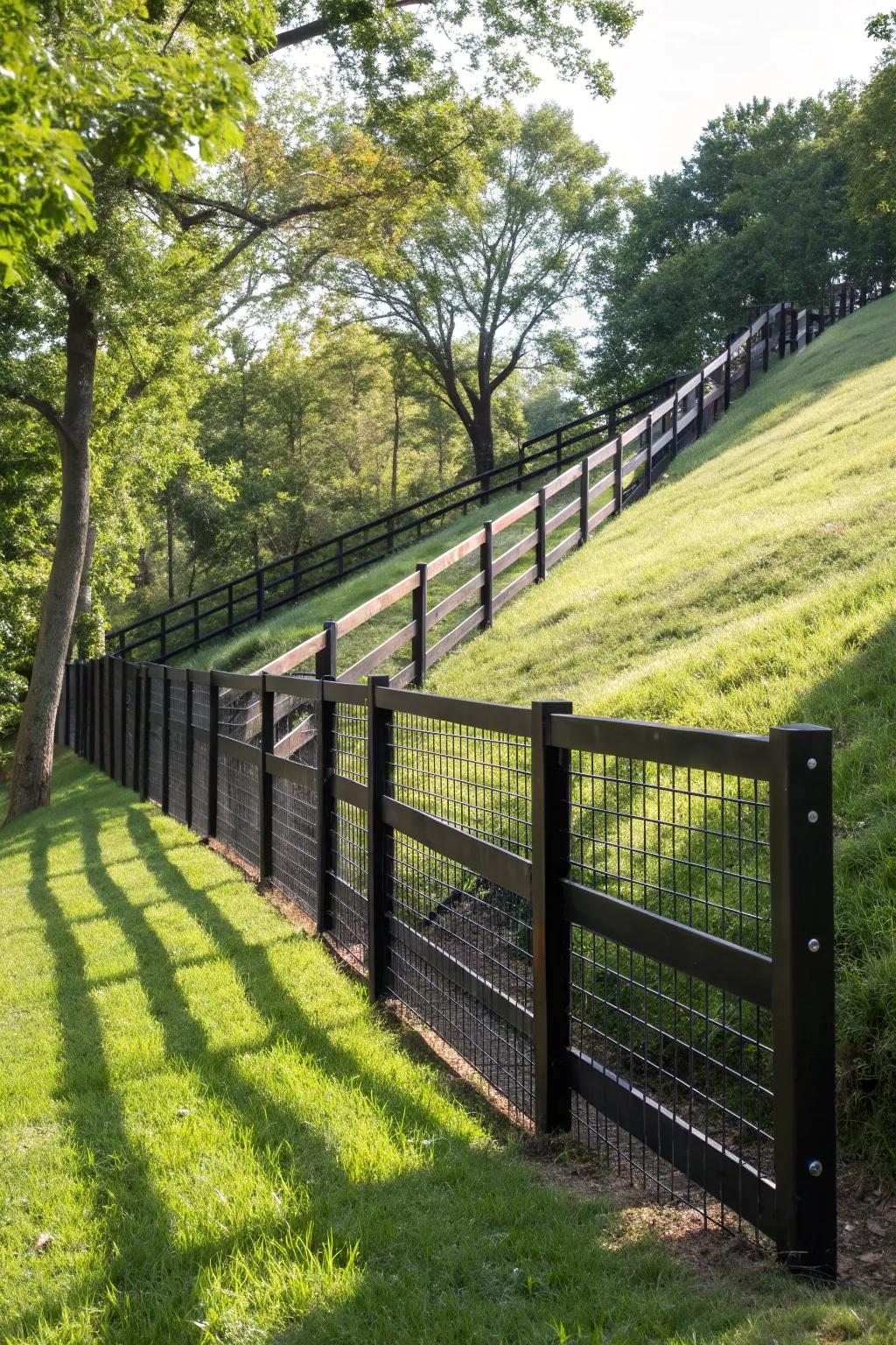 Elevate your garden's style and security with a slope-savvy deer fence.