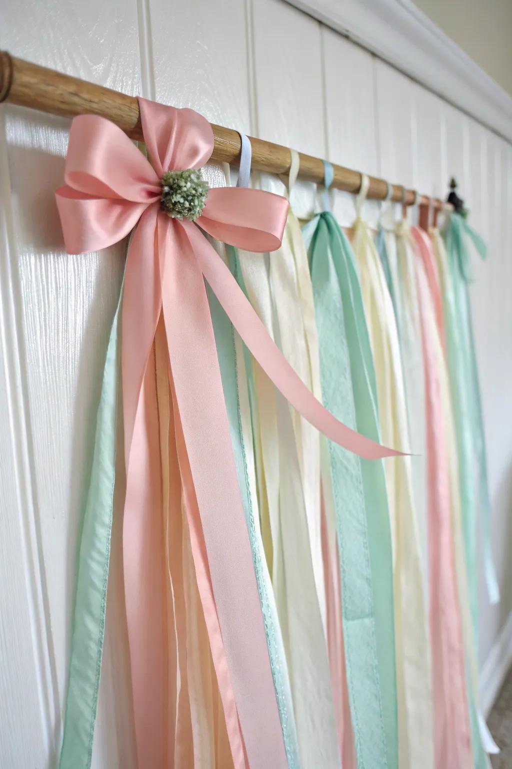 Transform your baby shower with the effortless elegance of ribbons and fabric swags, where simplicity meets charm.