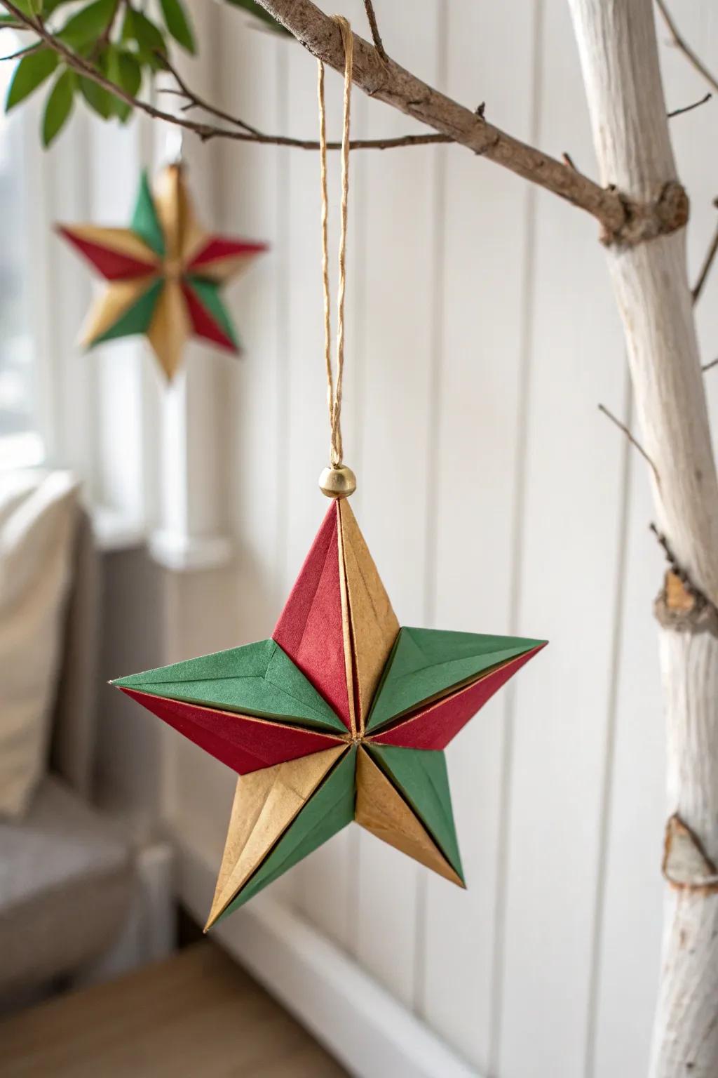 Add a pop of festive color to your minimalist decor with handcrafted paper stars.