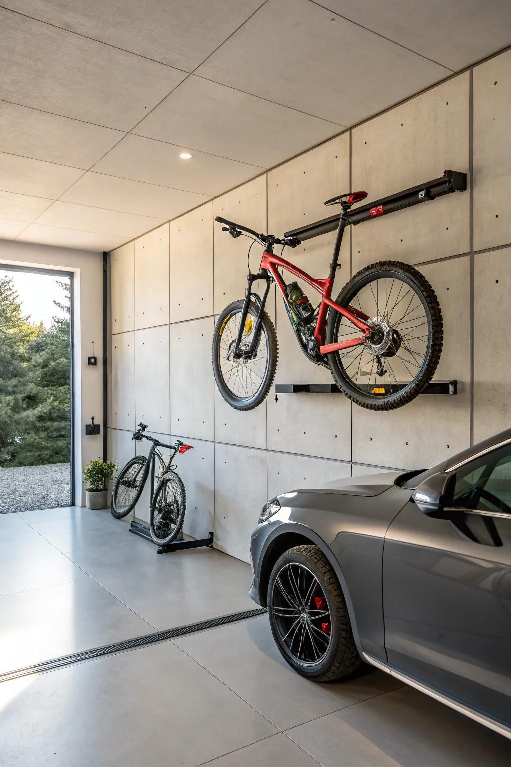 Elevate your garage game: Hang your bikes with style and save space effortlessly.