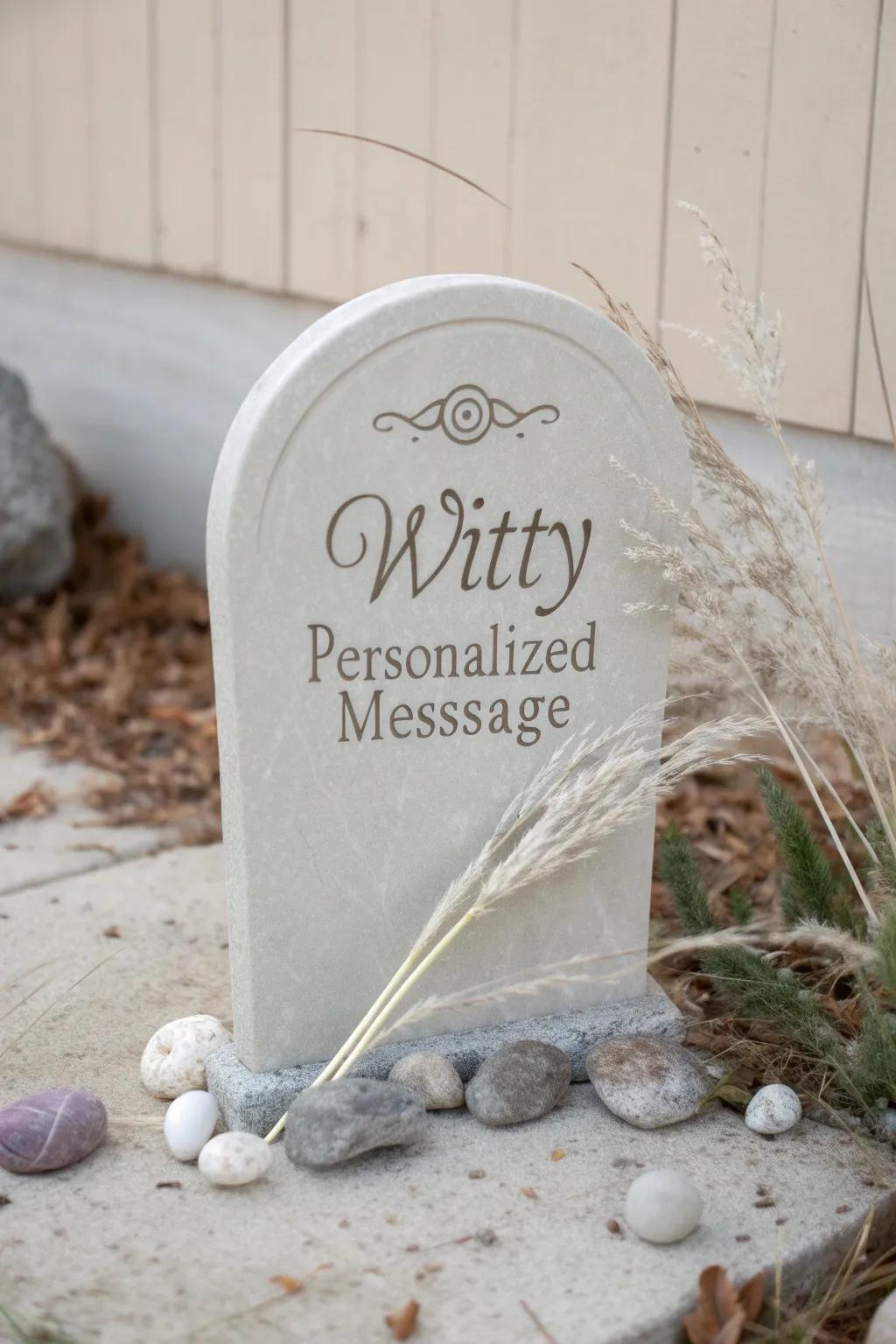 Craft your own charming family graveyard centerpiece with personalized tombstones.