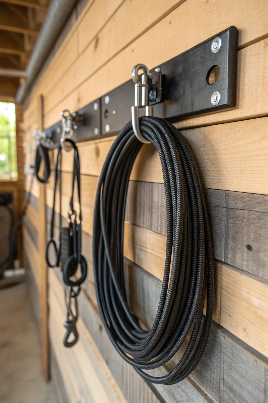 Effortless organization with a stylish bungee cord lumber holder.