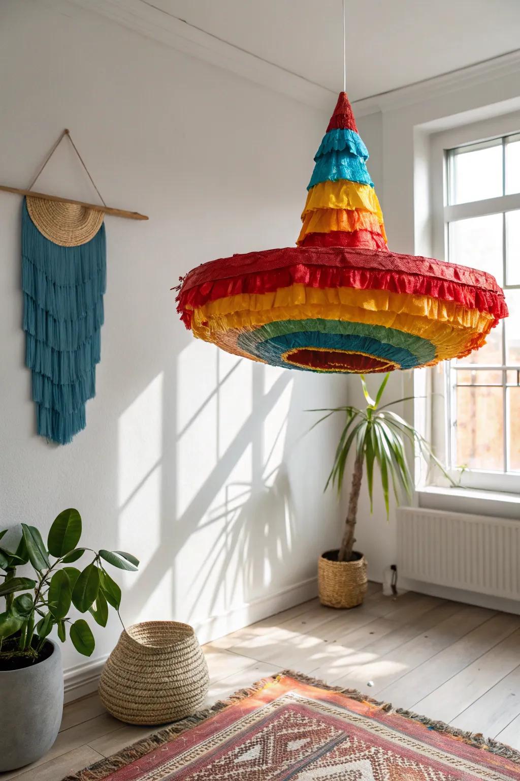 Bring a splash of fiesta into your minimalist space with this charming DIY sombrero piñata!