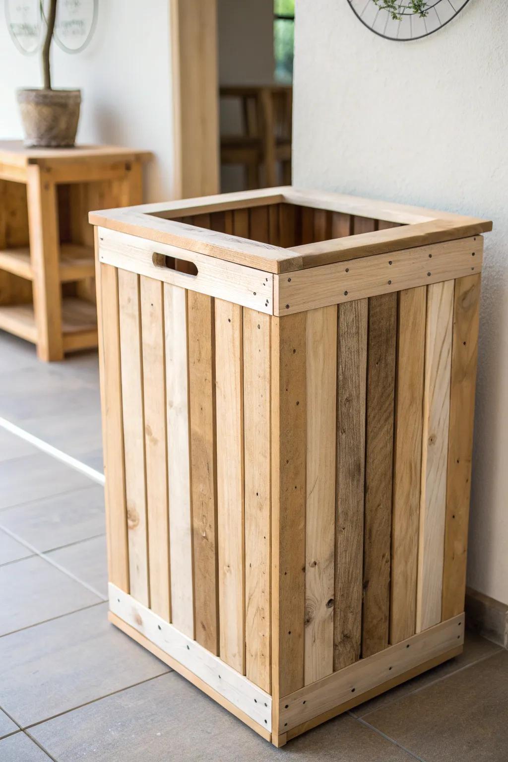 Transform old pallets into a chic recycling center - rustic elegance meets eco-friendly design.