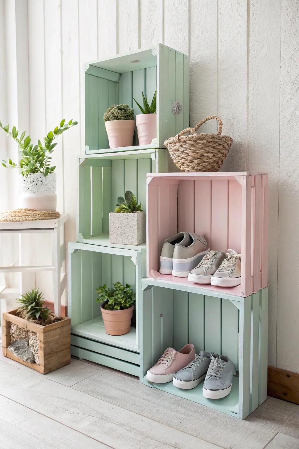 Transform your entryway with these charming DIY box shelves—perfectly blending Scandinavian minimalism and boho flair!