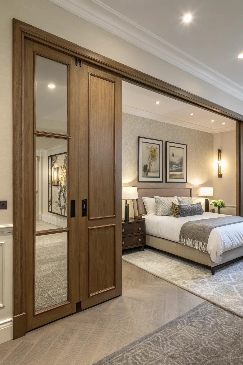 Hidden doors offer a sleek and seamless aesthetic.