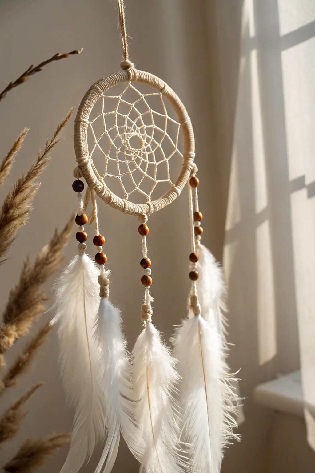Embrace serenity with a dream catcher that tells a story of tradition and elegance.