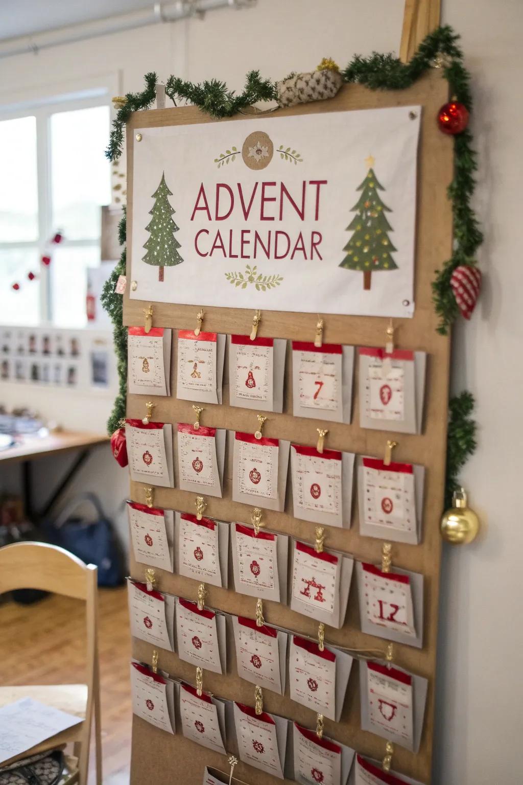 An Advent calendar on your board adds daily festive surprises.
