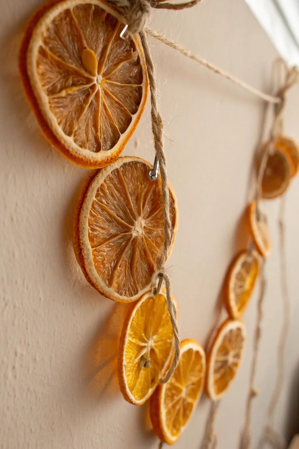 Bring a slice of natural beauty into your home with this charming dried orange garland!