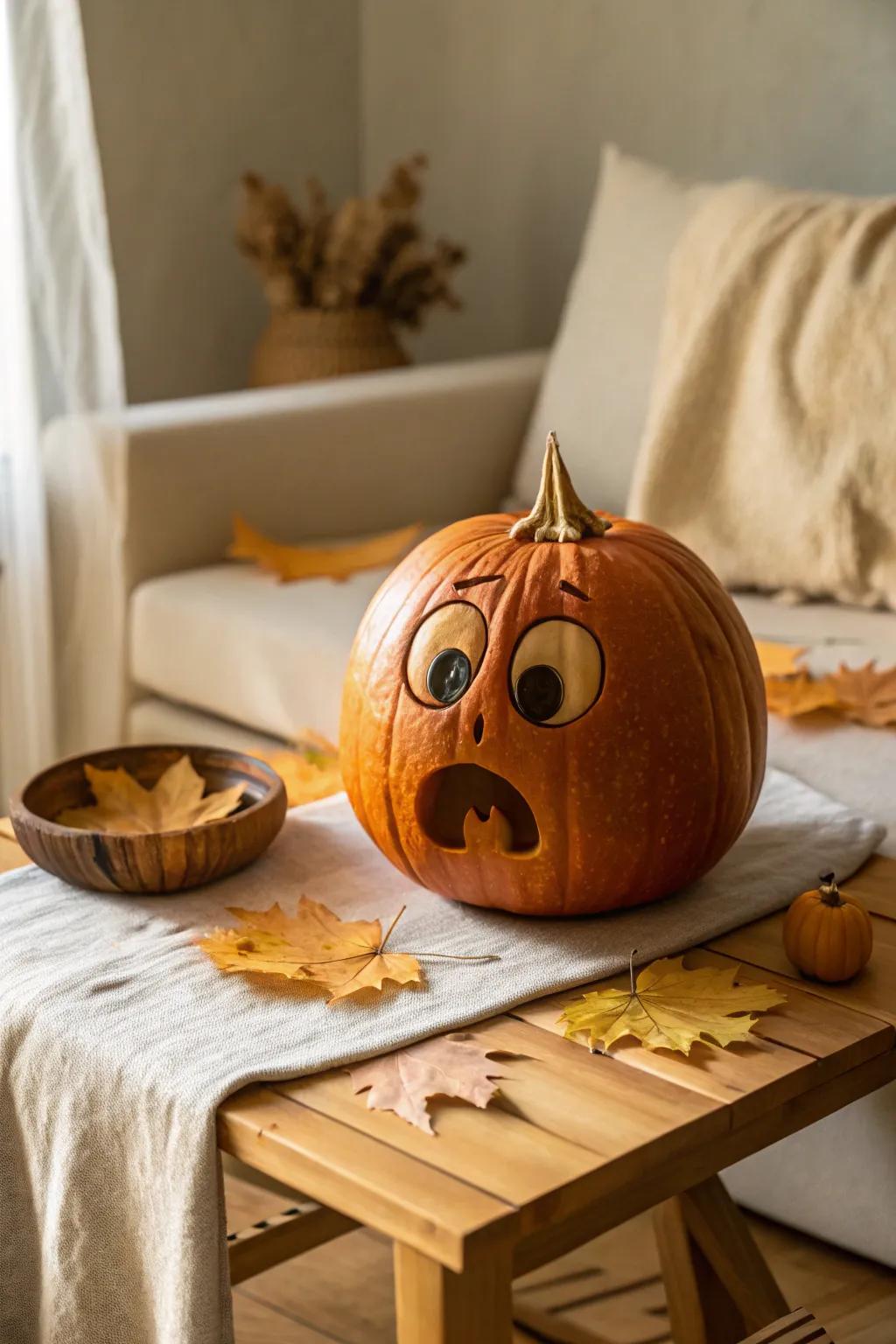 Capture the charm of surprise with this endearing pumpkin expression!