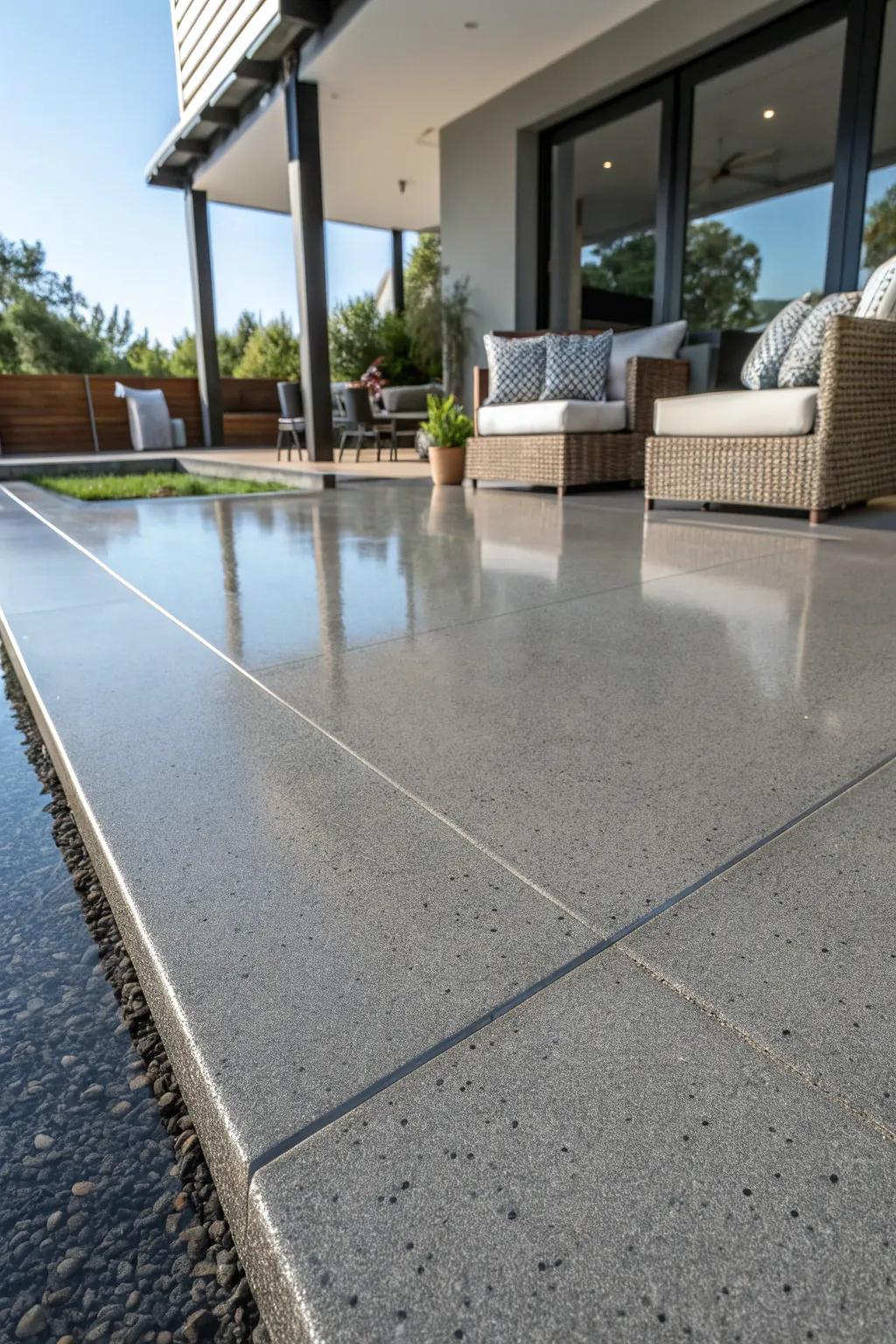 Elevate your outdoor space with the dynamic duo of epoxy and concrete for unmatched style and texture.