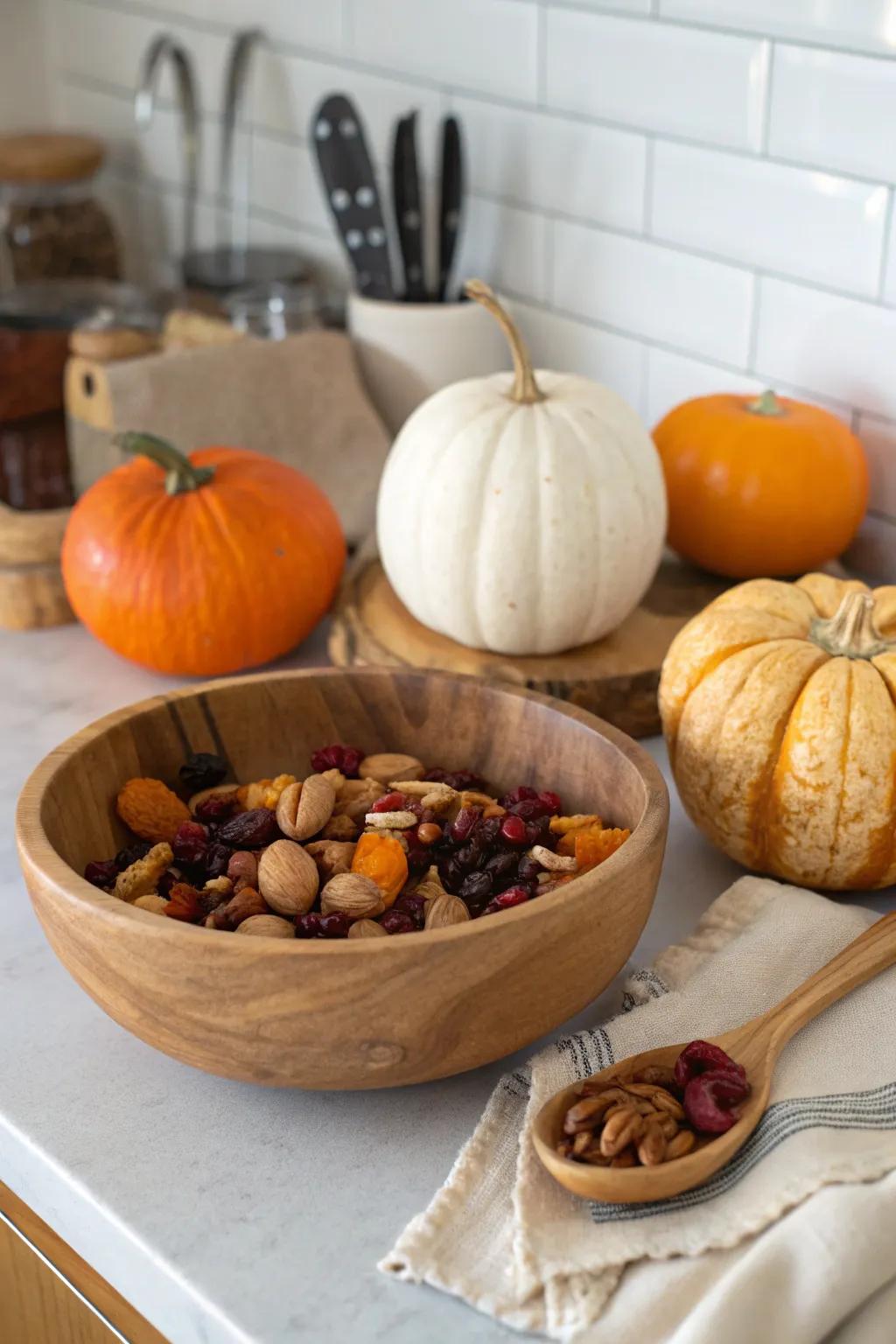 Dried fruits and nuts offer a gourmet touch