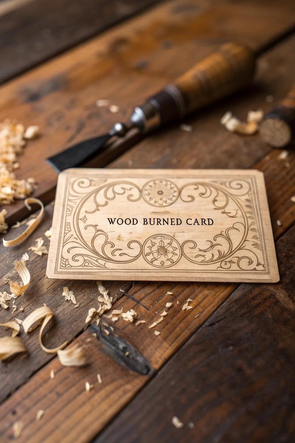 Capture timeless charm with a personalized wood-burned card for Father's Day.